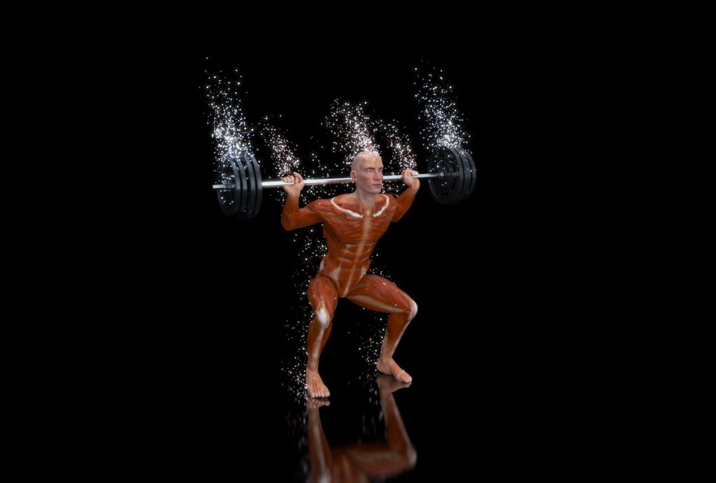 a man with a barbell in his hands